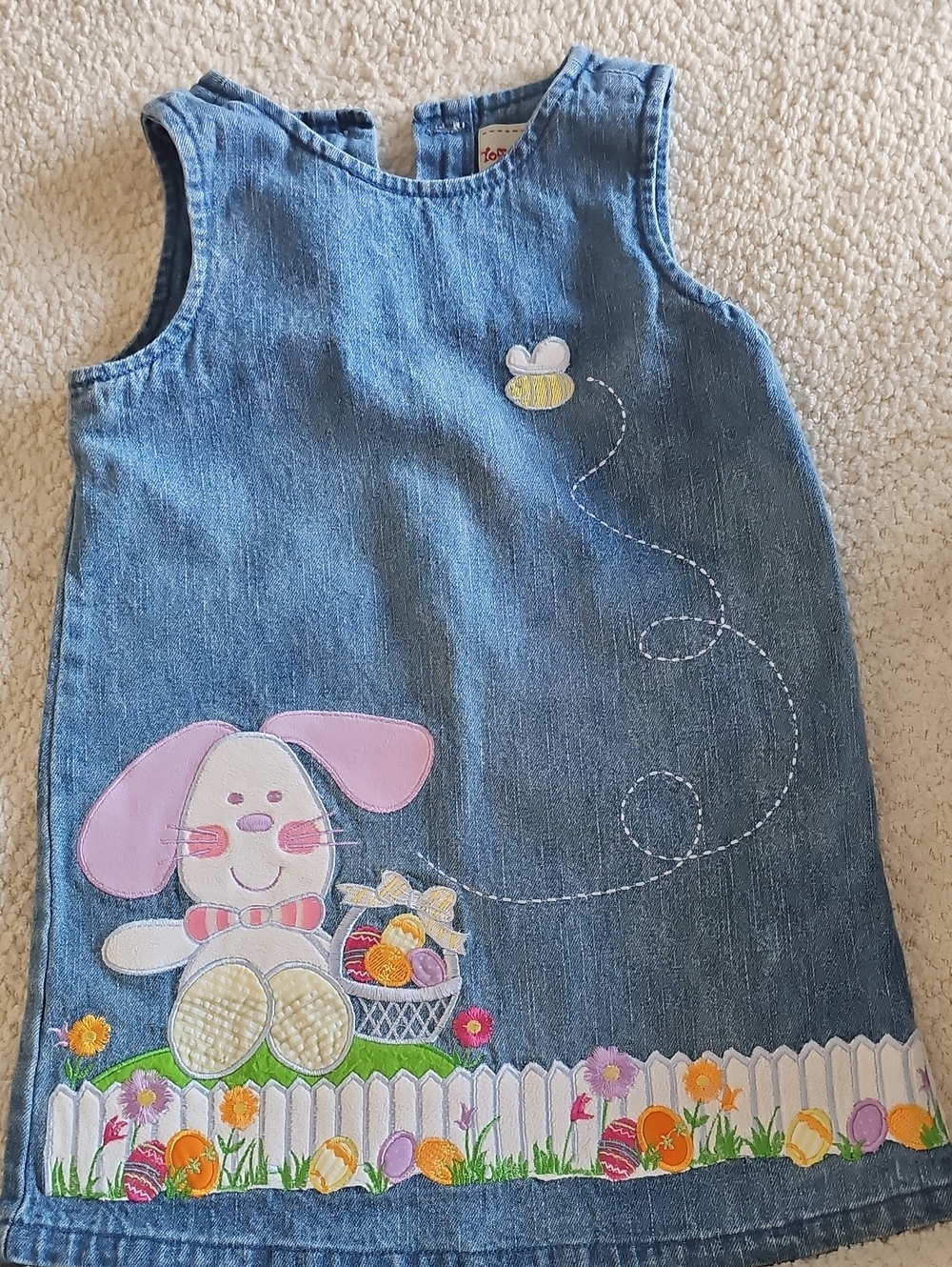 Apple Light Blue Denim Toddler Dress with Red Logo